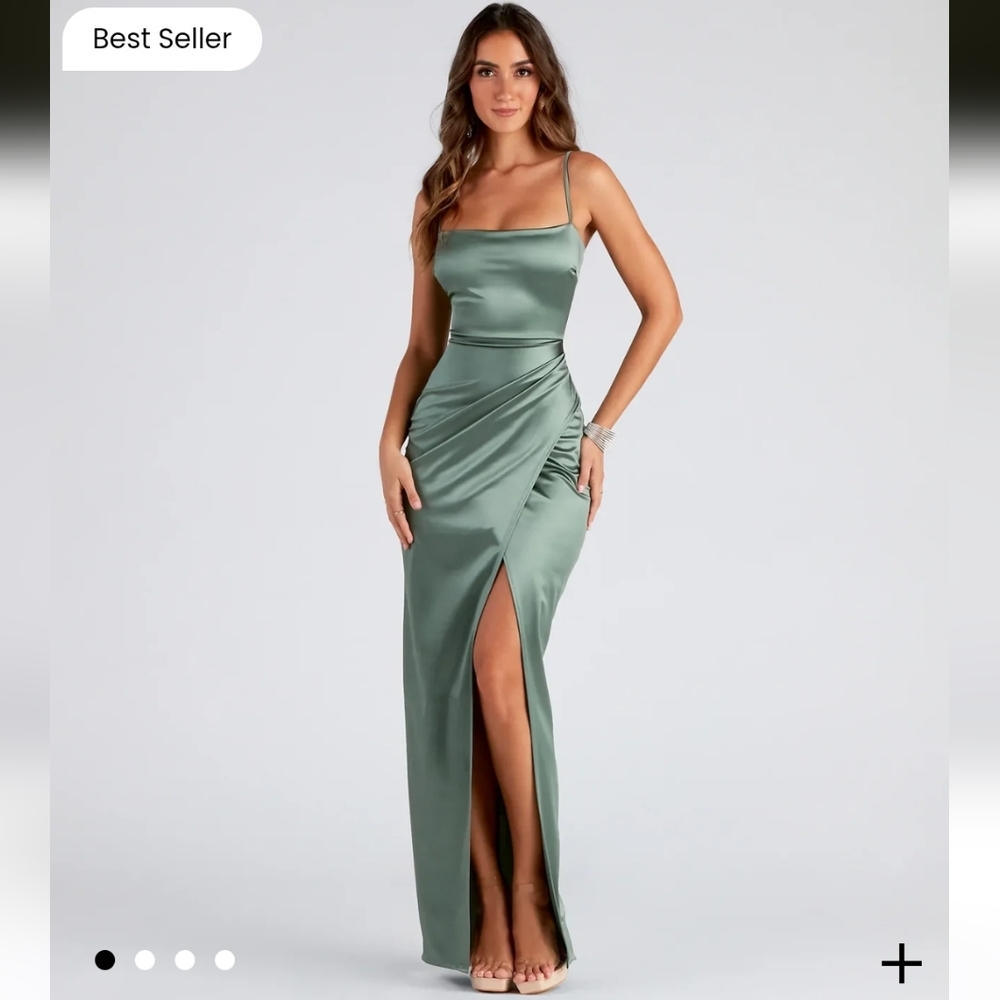 NWT Windsor Sage Satin Maxi Dress